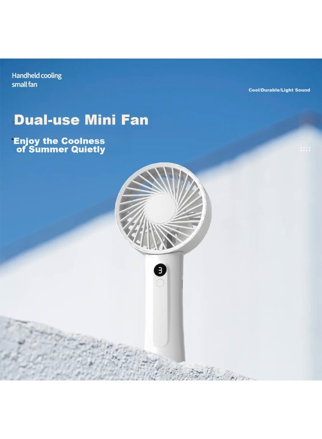 Newmine Handheld Fan, Mini Fan, Electric Fan, Small Stand-up And Handheld Dual-use, Foldable, Office, Student Dormitory, High-power, Desktop, Portable, Milk Tea Color - Image 3