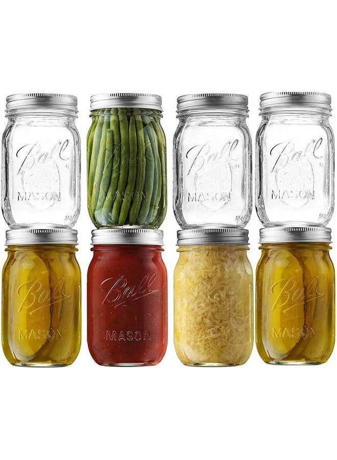 Ash & Roh® Round clear glass Ball Regular Mouth Mason Jars Airtight lids and Bands.-500 ML (8) - Image 1