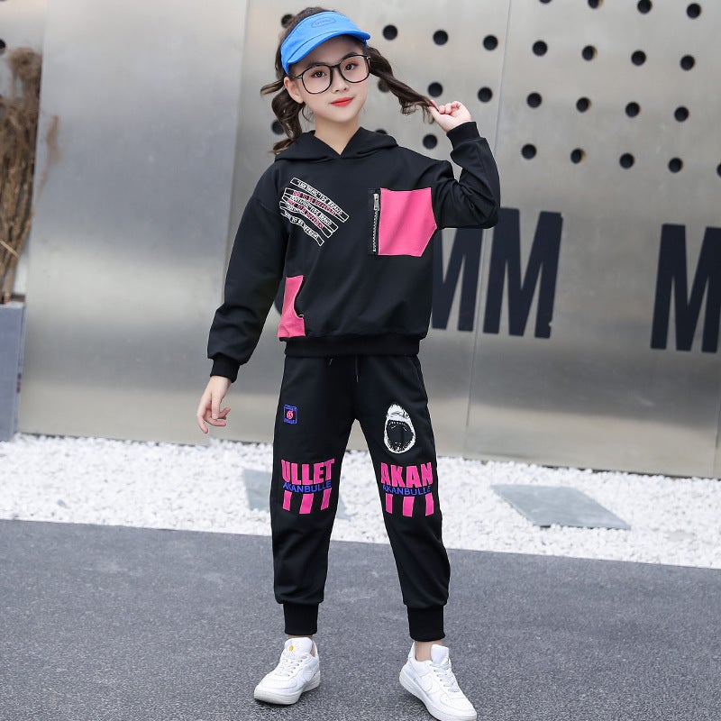Girls Fashion Printed Sportswear Set 3-12Y rose red 