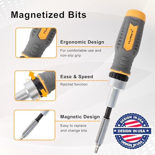 MULWARK Screwdriver Bit Set & Socket Kit, 77-Pieces Ratcheting Screwdriver Set with Case, 77 in 1 Multi Bit Screw Driver for Home DIY, Electronics, Car Emergency and Garage - Image 4