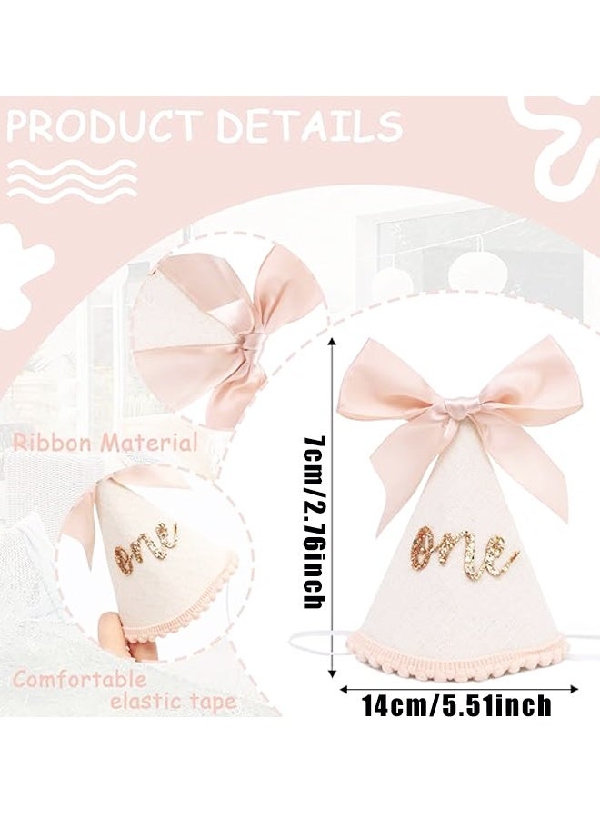 Birthday Hat With Bow - Sweet Birthday Decorations,Glitter Number Cone Hat Photo Prop,Princess Bow Hat - Image 2