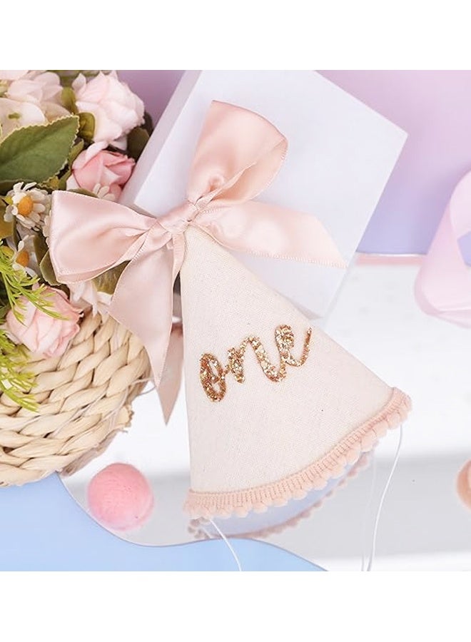 Birthday Hat With Bow - Sweet Birthday Decorations,Glitter Number Cone Hat Photo Prop,Princess Bow Hat - Image 5