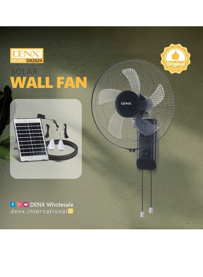 Denx DX2624 Solar Wall Fan – 3 Wind Speeds, 3m Solar Panel Cable, Solar-Powered Charging with Strong & Quiet Performance, Perfect for Home, Office & Areas with Limited Electricity - Image 3
