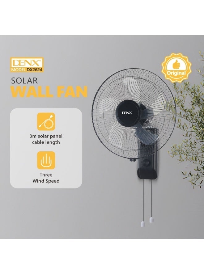 Denx DX2624 Solar Wall Fan – 3 Wind Speeds, 3m Solar Panel Cable, Solar-Powered Charging with Strong & Quiet Performance, Perfect for Home, Office & Areas with Limited Electricity - Image 5