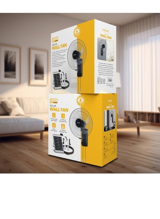 Denx DX2624 Solar Wall Fan – 3 Wind Speeds, 3m Solar Panel Cable, Solar-Powered Charging with Strong & Quiet Performance, Perfect for Home, Office & Areas with Limited Electricity - Image 4