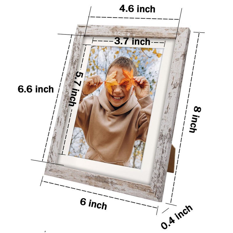 NDUFOA 5x7 Picture Frame  Display Photos 4x6 with Mat or 5x7 without Mat  Poster Frame for Wall and Tabletop  Distressed White - Image 5