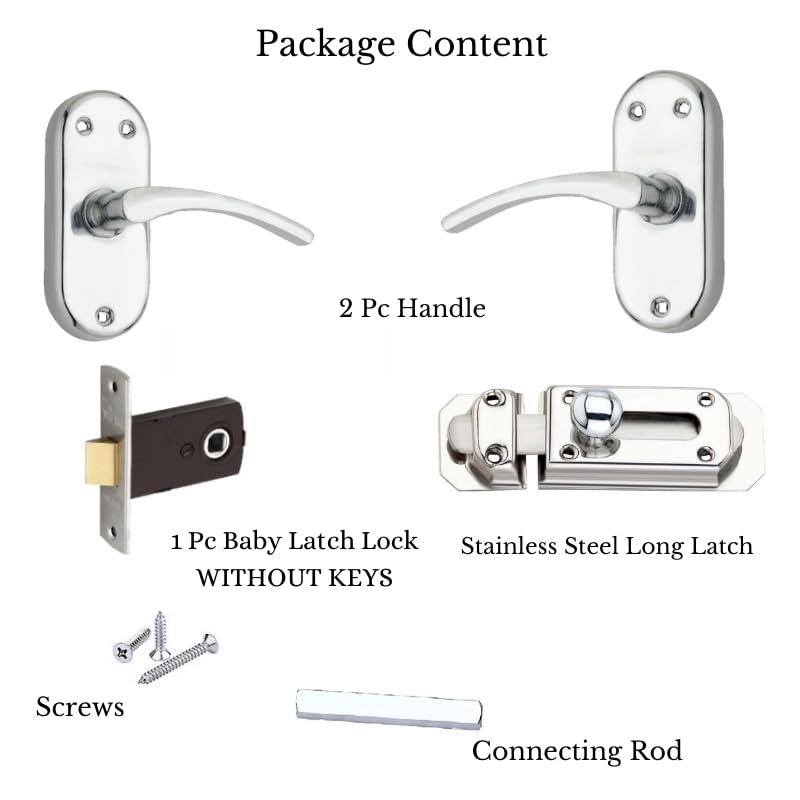 SARDAR Oval 4" Iron Bathroom Door Handle Set with Keyless Baby Latch/Door Handle Set - Image 3