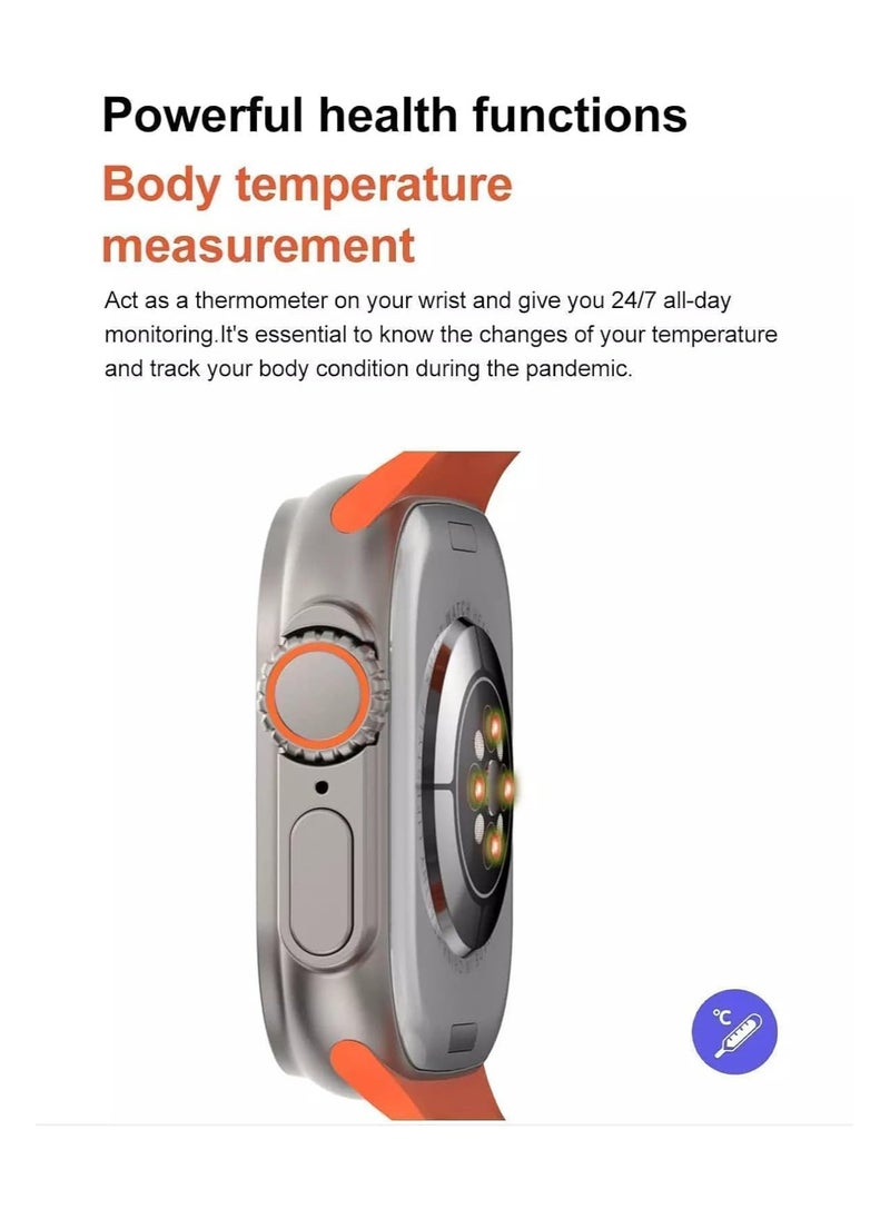 ELTRAZONE - New Ultra 8 Smartwatch Series 8 I S8 49mm 1.99 Inch Screen 4 Small Game Dual Straps Ultra 8 Smart Watch with Ocean + Silicone Strap - Image 1