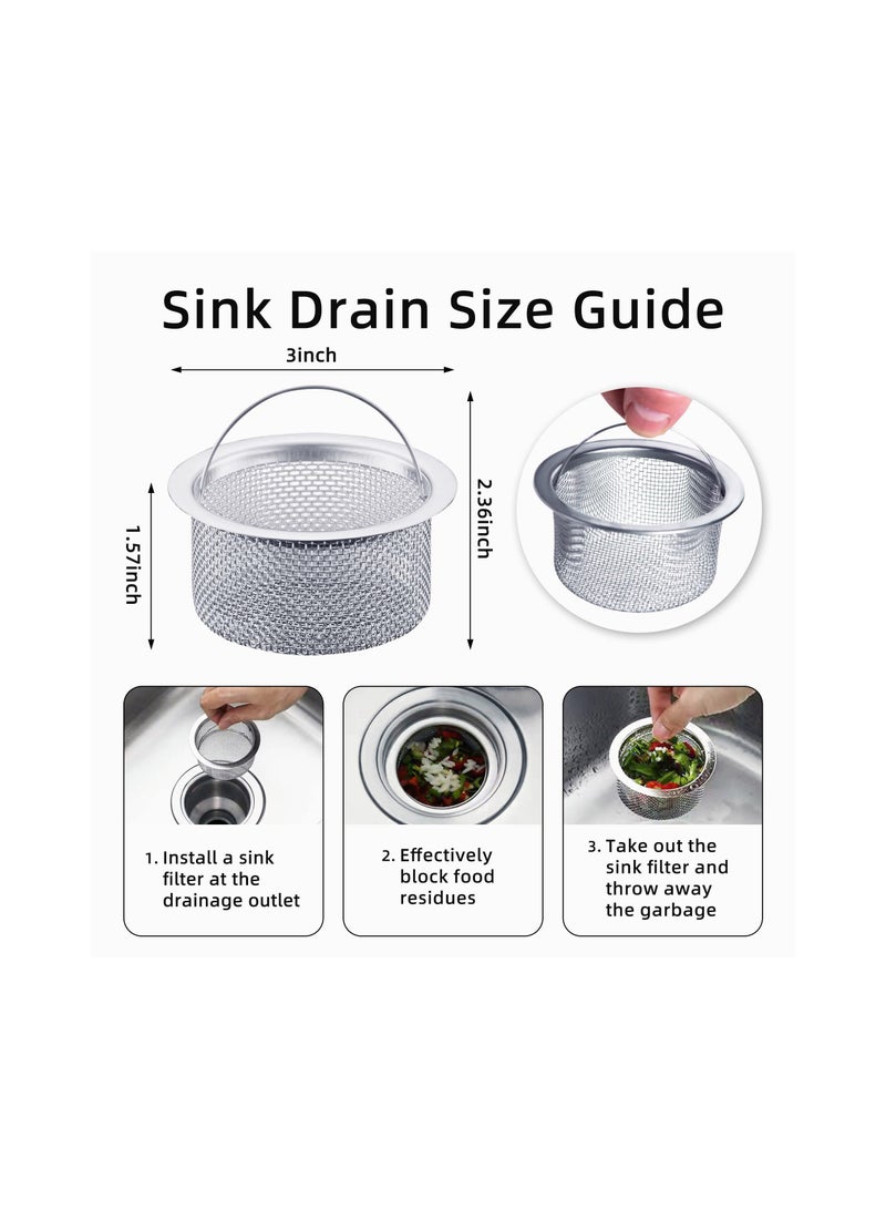 2Pcs Kitchen Sink Strainer Drain for Stopper Combo Basket Replacement Stainless Steel With Handle Sink Stopper Suitable for Bathroom Drain strainer