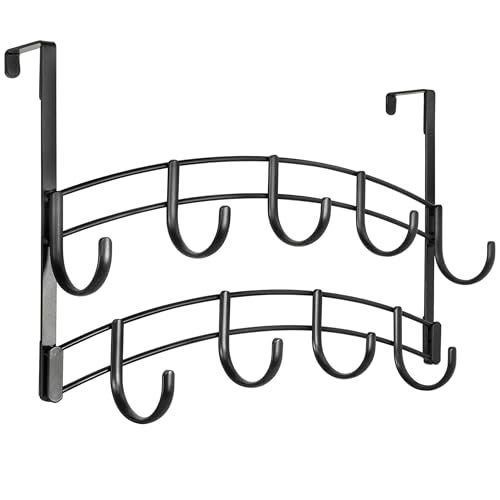 LYNK Professional® Home™ Over Door Hooks Rack - 9 Hook Over Door Hanger - Over Door Towel Rack - Hanging Towels or Clothes - Bathroom, Bedroom or Laundry Room - Lifetime Ltd. Warranty - Black - Image 2