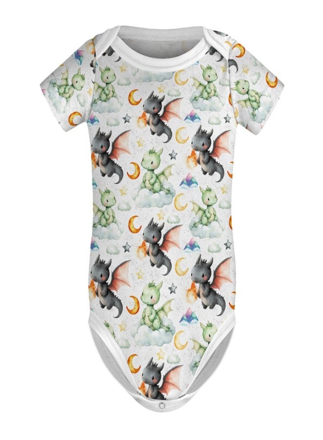 Wicbfdfv Cute Dragon Moon Stars Cloud Baby Bodysuits Fairytale Dragons Mountains Outfit Clothes Romper White 3-6M - Image 5