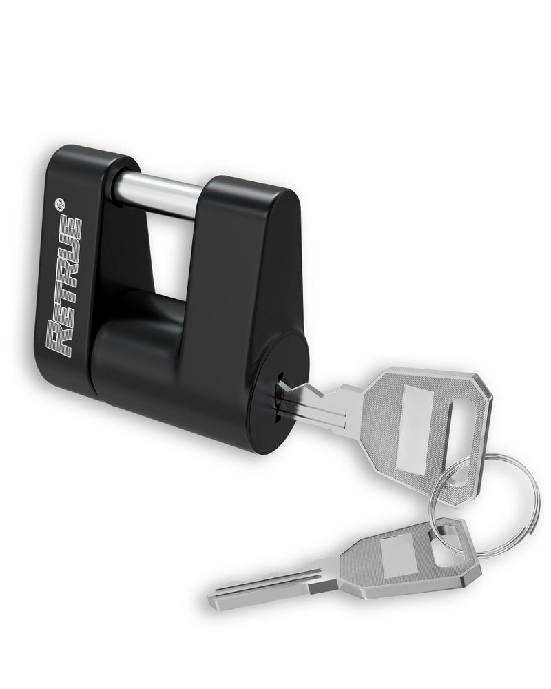 RETRUE Trailer Tongue Coupler Lock, Trailer Hitch Lock,Dia 1/4 Inch, 3/4 Inch Span for Tow Boat RV Truck Car's Coupler, Black - Image 1