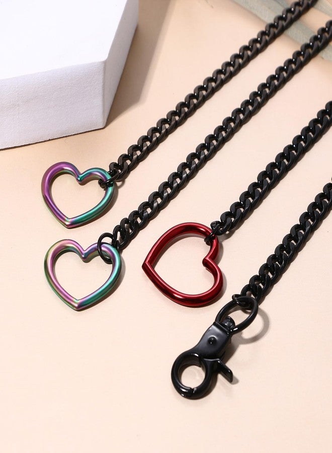OIDEA Women's Slip Chain Necklace: 2 Pcs Black Red Heart O-Ring Cuban Long Layered Jewelry Adjustable Lariat Y-Necklace Punk Gothic Chunky Cuban Chain Collar Choker - Image 5
