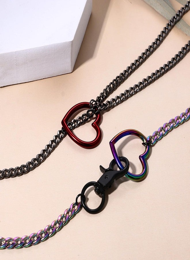 OIDEA Women's Slip Chain Necklace: 2 Pcs Black Red Heart O-Ring Cuban Long Layered Jewelry Adjustable Lariat Y-Necklace Punk Gothic Chunky Cuban Chain Collar Choker - Image 4