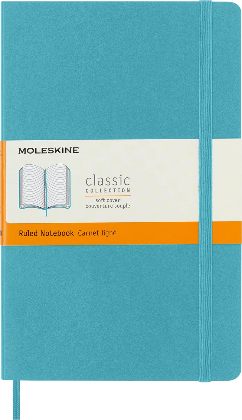 Moleskine Classic Notebook, Soft Cover, Large (5" x 8.25") Ruled/Lined, Reef Blue, 192 pages - Image 1