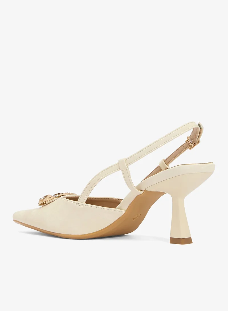 Ella Limited Edition Jewel Embellished Sling Back Kitten Heel Pumps