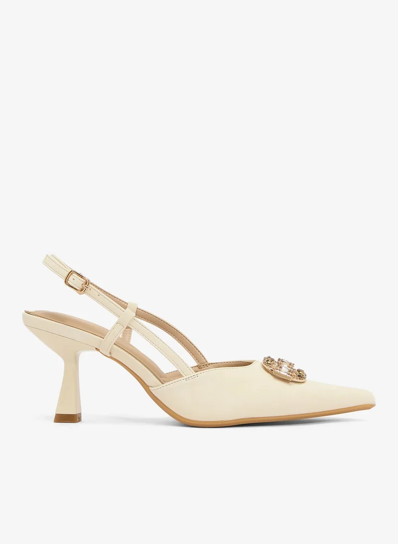 Ella Limited Edition Jewel Embellished Sling Back Kitten Heel Pumps