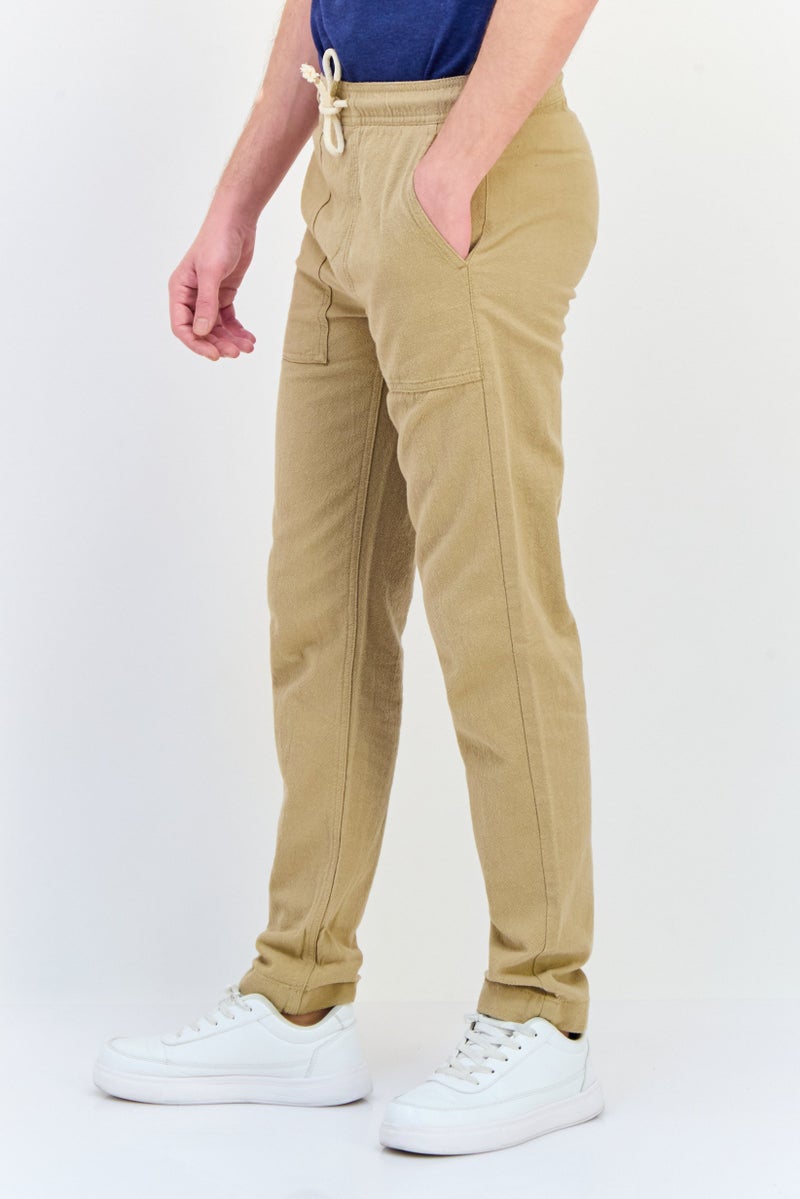 Celio Men Regular Fit Textured Straight Leg Pants, Beige - Image 3