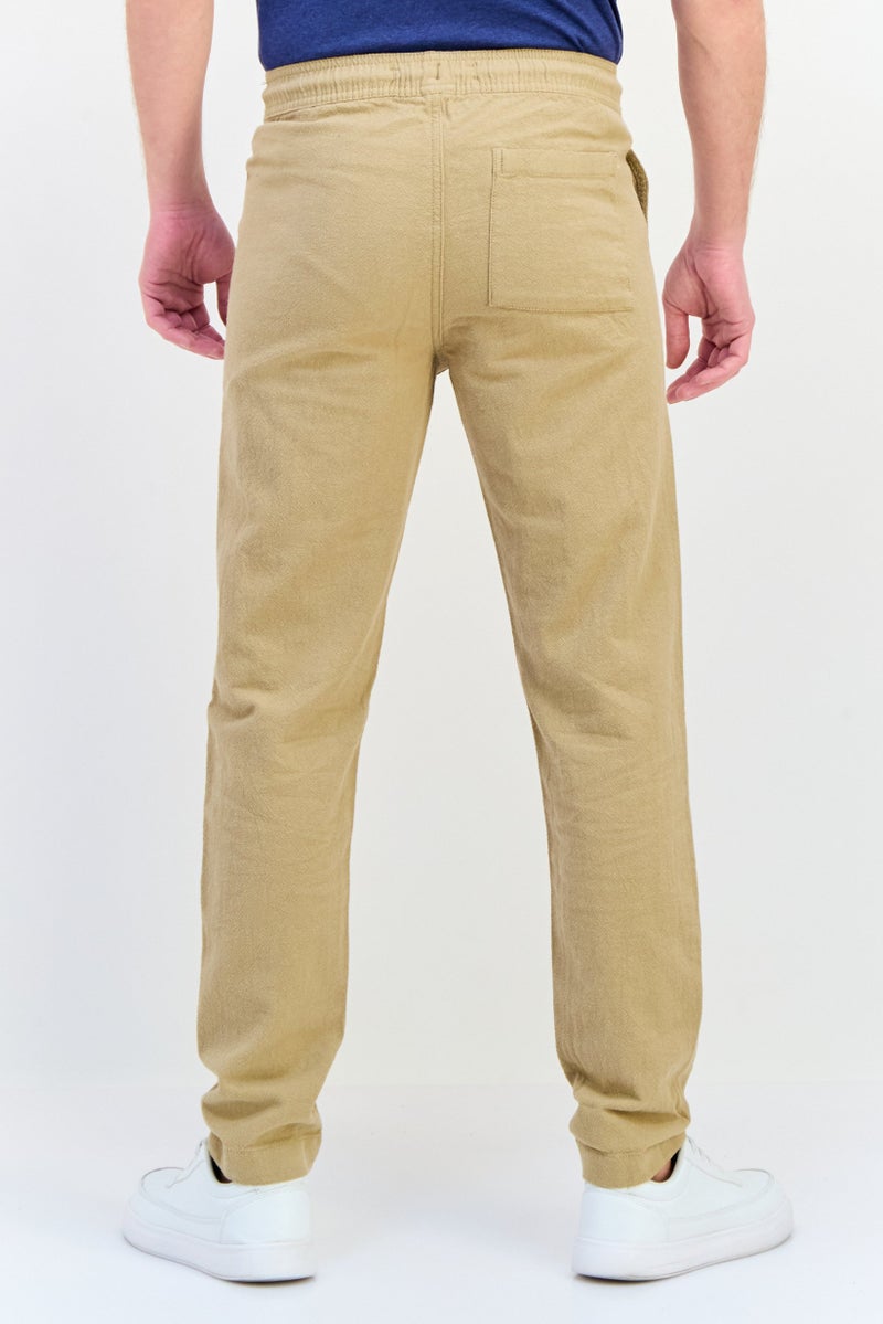 Celio Men Regular Fit Textured Straight Leg Pants, Beige - Image 2