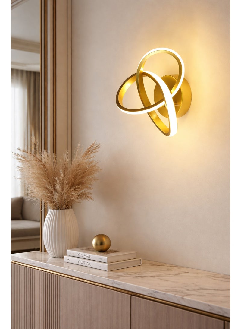 Modern LED Spiral Ceiling Light – Gold Interlocking Ring Flush Mount Lamp with Motion Sensor, Warm White Lighting for Hallway, Bedroom, Living Room - Image 2