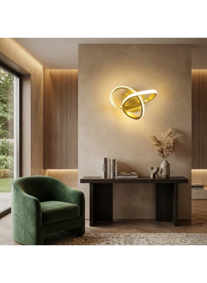 Modern LED Spiral Ceiling Light – Gold Interlocking Ring Flush Mount Lamp with Motion Sensor, Warm White Lighting for Hallway, Bedroom, Living Room - Image 4