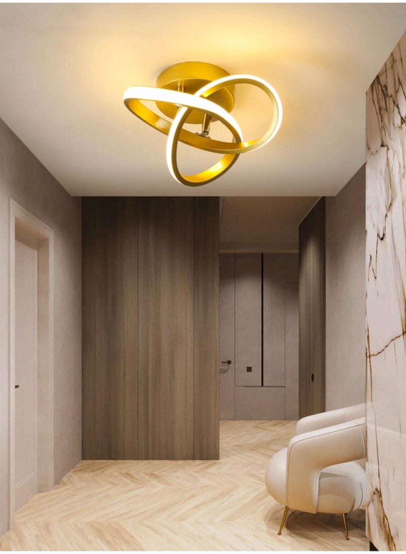 Modern LED Spiral Ceiling Light – Gold Interlocking Ring Flush Mount Lamp with Motion Sensor, Warm White Lighting for Hallway, Bedroom, Living Room - Image 3