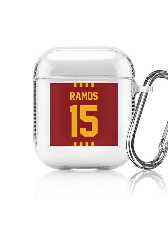 Stylizedd Classic Clear printed Case for Apple Airpods 2 / 1 Soft TPU Gel Thin Transparent Flexible Cover - Football Team - Spain , Player Name - Ramos - Image 1