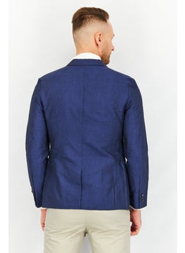 SELECTED Men Slim Fit Long Sleeve Textured Suit Jacket, Navy  - Image 2