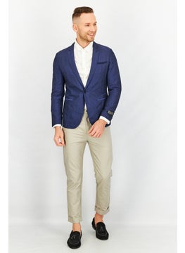 SELECTED Men Slim Fit Long Sleeve Textured Suit Jacket, Navy  - Image 4