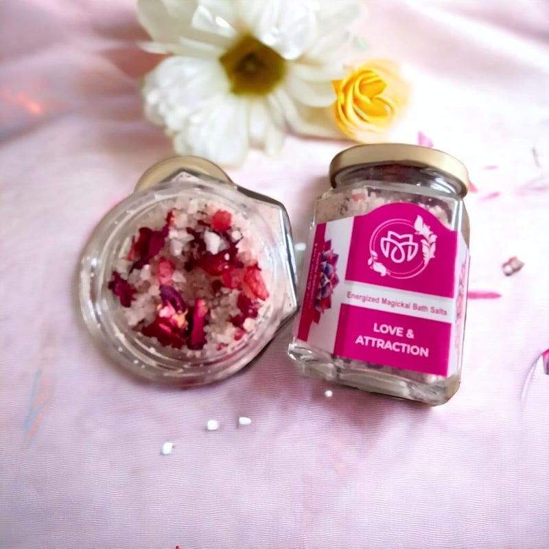Premium Love  Attraction Bath Salt  Hexa Glass Jar Gift Edition  Energized Magickal Salt  Premium Lable  Attract Love  Romance Enhancement  Strengthen Relationship  Self Love  Family Harmony  Wiccan  Witchcraft Rituals  Attraction  Charishmatic Personality  Individual Spiritual Gift Box Qty 1  200g - Image 5