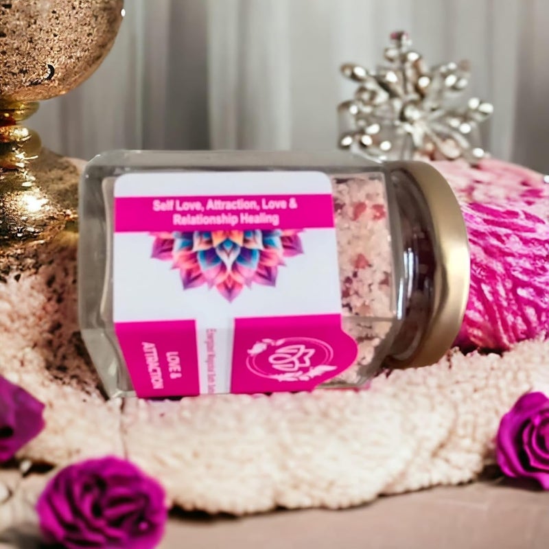 Premium Love  Attraction Bath Salt  Hexa Glass Jar Gift Edition  Energized Magickal Salt  Premium Lable  Attract Love  Romance Enhancement  Strengthen Relationship  Self Love  Family Harmony  Wiccan  Witchcraft Rituals  Attraction  Charishmatic Personality  Individual Spiritual Gift Box Qty 1  200g - Image 4