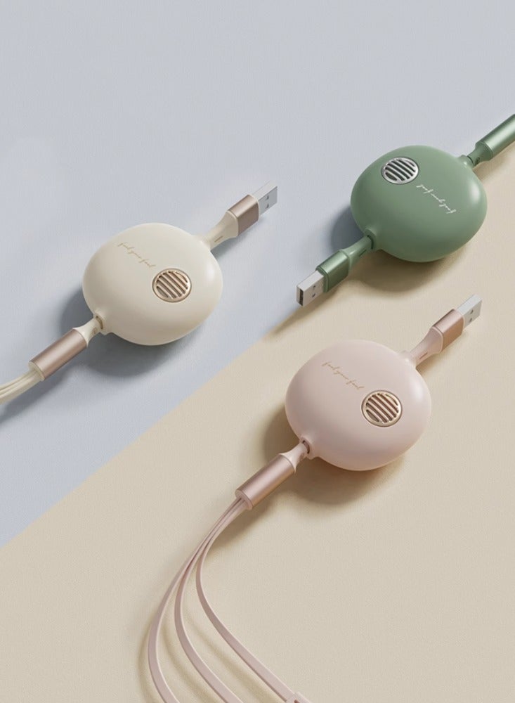 Fast Charging Retractable Data Cable Three-in-one Car Charging Cable Universal Retro Green 【Apple + Android + typec】 - Image 4