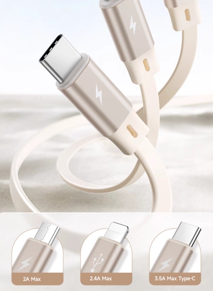Fast Charging Retractable Data Cable Three-in-one Car Charging Cable Universal Retro Green 【Apple + Android + typec】 - Image 3