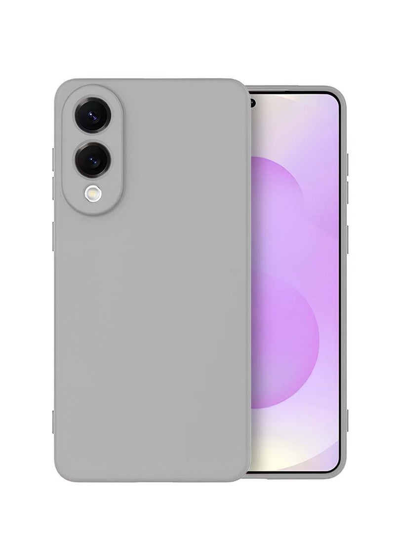 NEW Premium Soft Liquid Silicone Case Cover for Samsung Galaxy S25 Edge 5G 2025 – Shockproof, Scratch-Resistant, Anti-Fingerprint Slim Protective Back Case with Microfiber Lining – Grey
