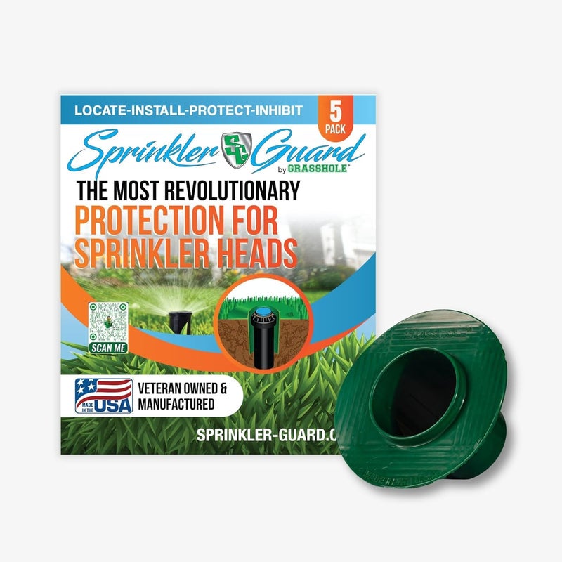 GRASSHOLE Sprinkler-Guard by - Patented Design Donut-Style Lawn Sprinkler Head Guard Protector to Prevent Damage from Mowers & Trimmers - Veteran Owned & Made in USA, 5 Pack - Image 1