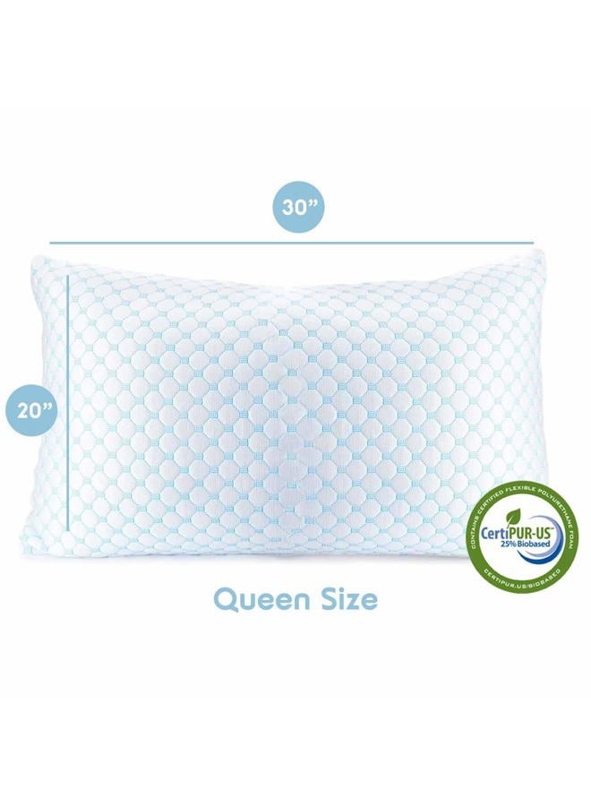 Nestl Cooling Pillows Queen Size Set of 2, Luxury Shredded Memory Foam Pillows for Sleeping 2 Pack, Adjustable Cold Gel Pillow for Hot Sleepers Supportive Cool Pillow for Side Back Stomach Sleepers - Image 2