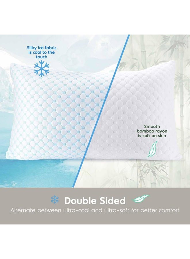 Nestl Cooling Pillows Queen Size Set of 2, Luxury Shredded Memory Foam Pillows for Sleeping 2 Pack, Adjustable Cold Gel Pillow for Hot Sleepers Supportive Cool Pillow for Side Back Stomach Sleepers - Image 4