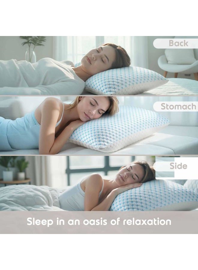 Nestl Cooling Pillows Queen Size Set of 2, Luxury Shredded Memory Foam Pillows for Sleeping 2 Pack, Adjustable Cold Gel Pillow for Hot Sleepers Supportive Cool Pillow for Side Back Stomach Sleepers - Image 5