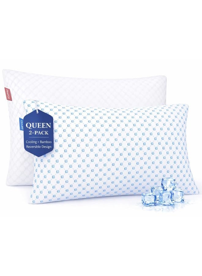 Nestl Cooling Pillows Queen Size Set of 2, Luxury Shredded Memory Foam Pillows for Sleeping 2 Pack, Adjustable Cold Gel Pillow for Hot Sleepers Supportive Cool Pillow for Side Back Stomach Sleepers - Image 1