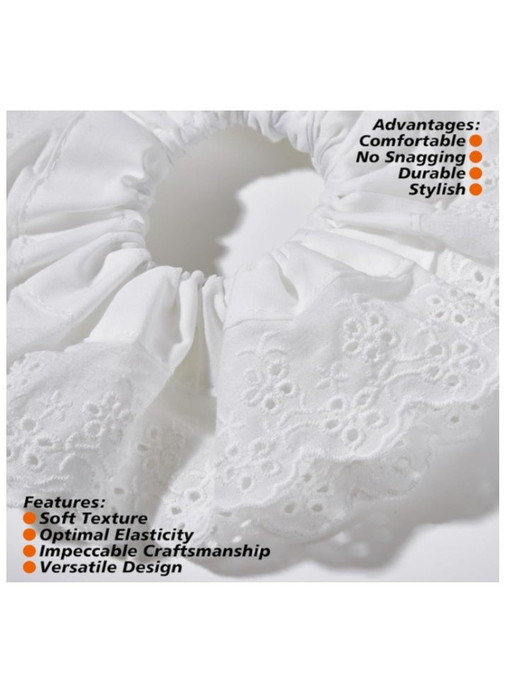 OASIS-TH - White Lace Scrunchies Large Hair Scrunchies for Women,Elastic Hair Bands Scrunchy Soft Hair Ties Ropes,Bobbles Ponytail Holders for Thick Hair White Lolita Bulk Scrunchie Accessories for Ladies Girls - Image 1