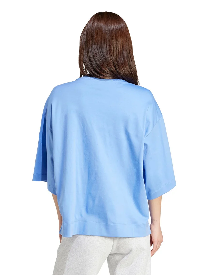 اديداس تيشيرت فضفاض فاخر ناعم لجميع المواسم