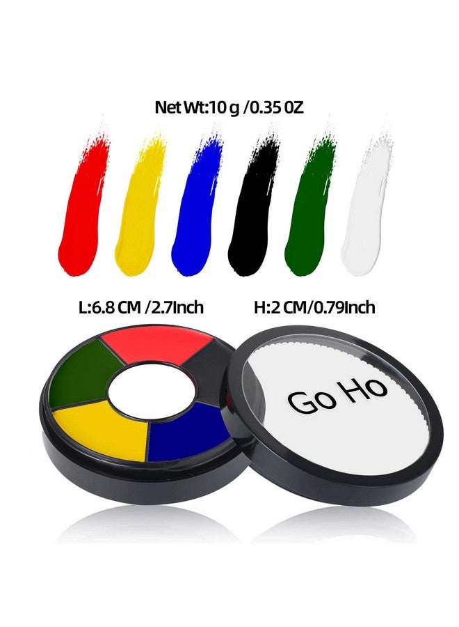 Go Ho 6 Colors Face Body Paint for Halloween Makeup,White &Black &Red&Yellow&Green&Royal Blue Face Paint,Waterproof Professional USA Flag Face Painting,Halloween Cosplay SFX Makeup Palette - Image 2