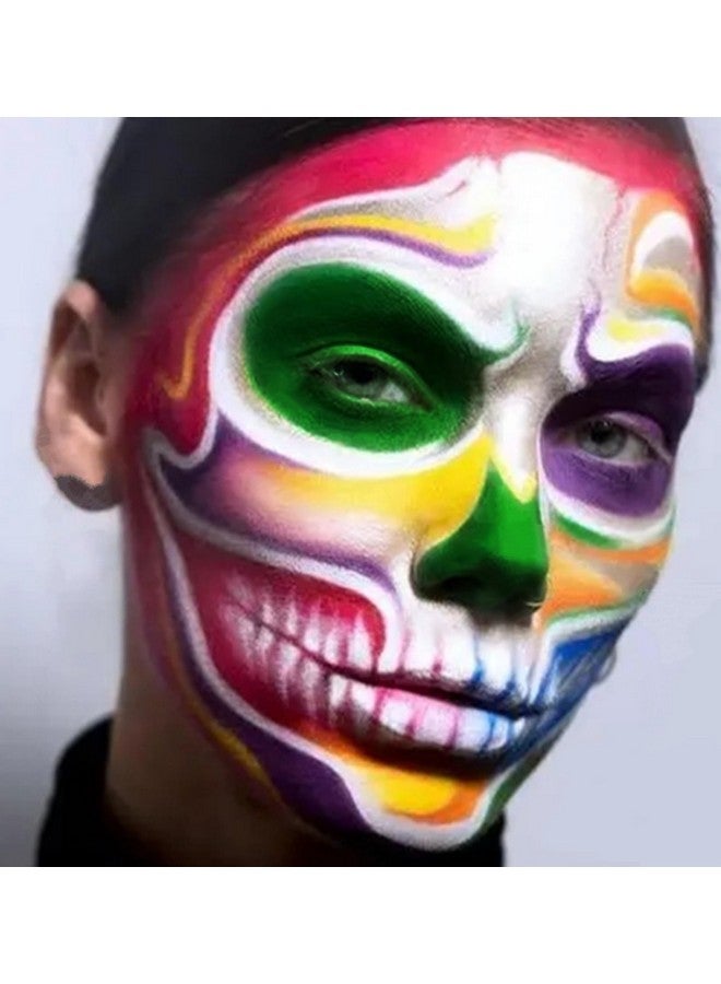 Go Ho 6 Colors Face Body Paint for Halloween Makeup,White &Black &Red&Yellow&Green&Royal Blue Face Paint,Waterproof Professional USA Flag Face Painting,Halloween Cosplay SFX Makeup Palette - Image 3