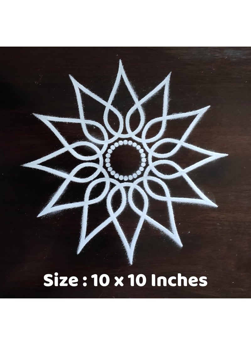 anciently Anciently Lotus Flower Padi Kolam Rangoli Stencil Wooden, Rangoli Sacha Wooden, 1 Piece (10x10 Inches)  - Image 2