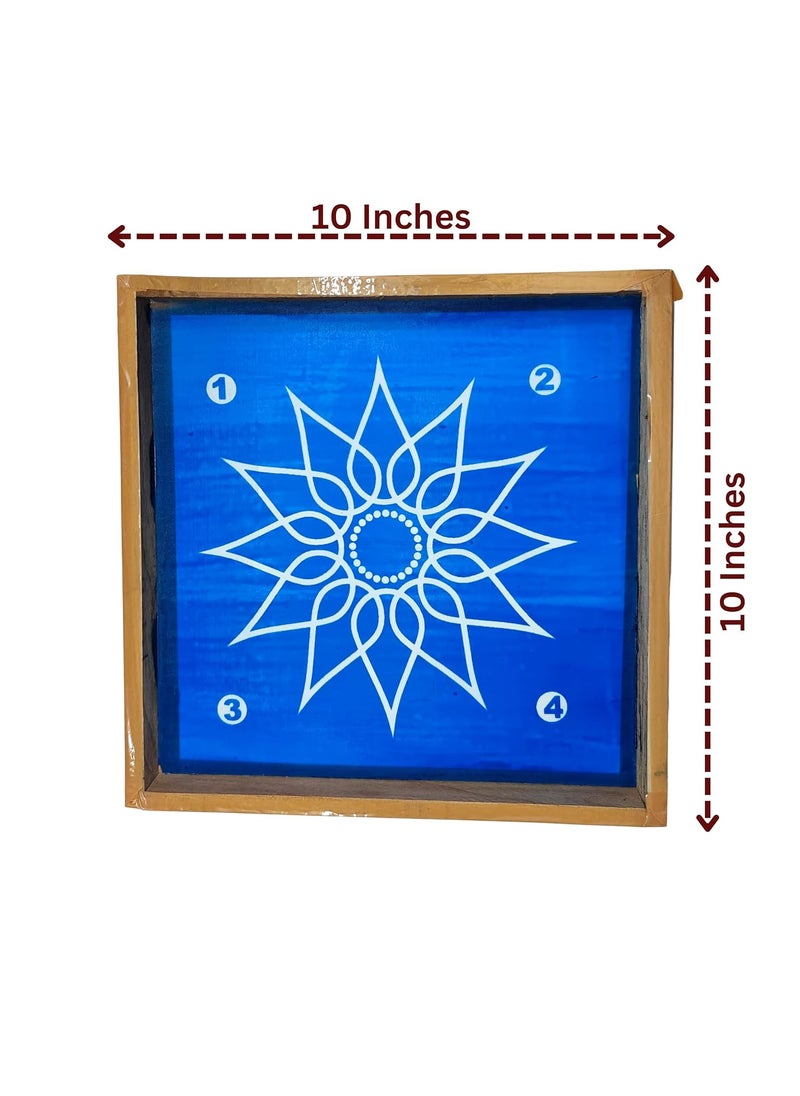 anciently Anciently Lotus Flower Padi Kolam Rangoli Stencil Wooden, Rangoli Sacha Wooden, 1 Piece (10x10 Inches)  - Image 3