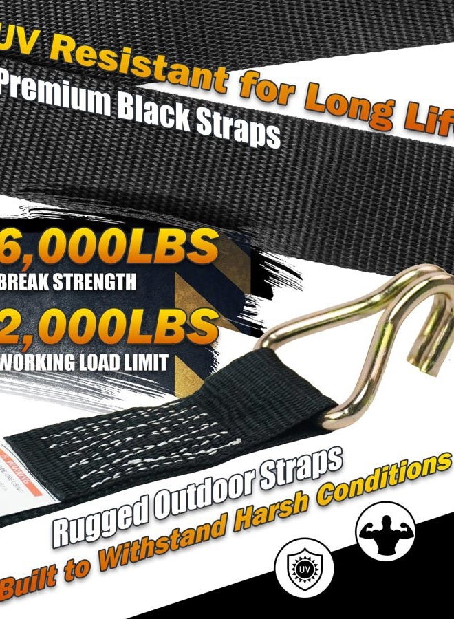 Digank 6 Pack 2" x 15ft Ratchet Straps Heavy Duty Tie Down Straps with J Hooks, 2000 LBS Working Load, 6000 LBS Break Strength Cargo Straps for Truck, Trailer, Motorcycle, Moving, Black - Image 5