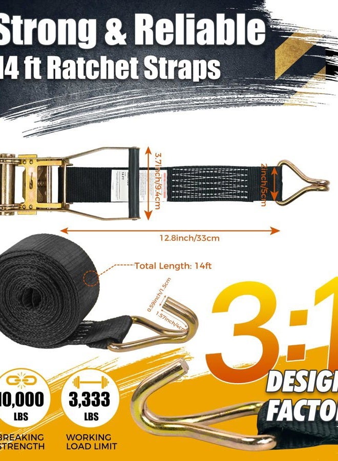 Digank 6 Pack 2" x 15ft Ratchet Straps Heavy Duty Tie Down Straps with J Hooks, 2000 LBS Working Load, 6000 LBS Break Strength Cargo Straps for Truck, Trailer, Motorcycle, Moving, Black - Image 3