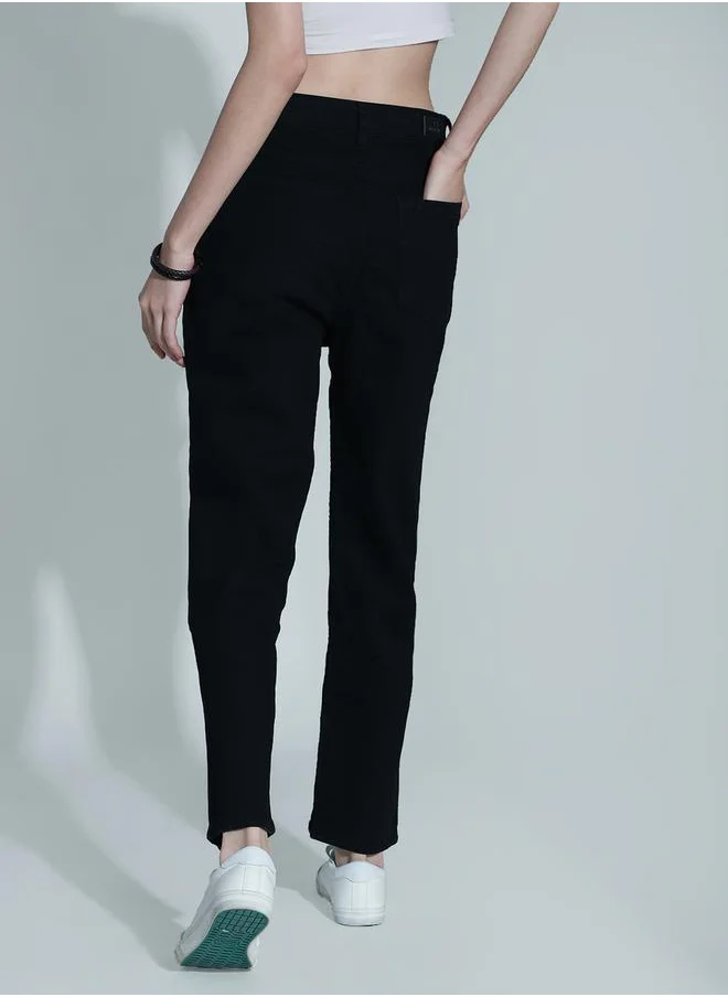 هاي ستار Mid Rise Solid Straight Fit Jeans by Styli