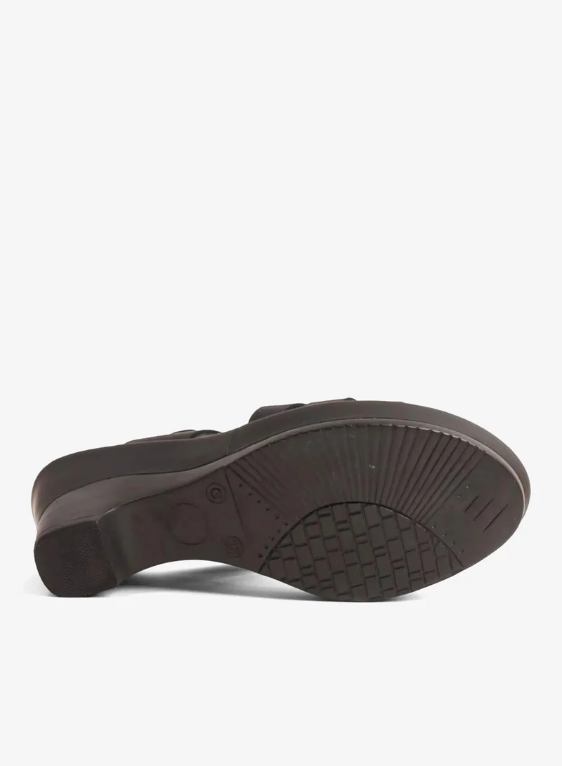 Comfort Plus  COMFORT PLUS LEATHER CUT-OUT SANDALS WITH LOW HEEL BLACK for Women | Best Price UAE