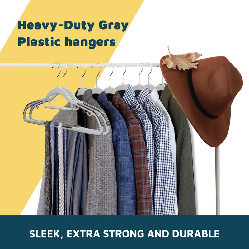 Lifemaster Plastic Clothes Hanger Set - 20 Pieces Versatile, Lightweight, Space-Saving, Non-Slip, Slim Designed, Dry and Wet Clothes Hanger Set with 360Â° Swivel Hook and Rubber Coating - Gray - Image 5